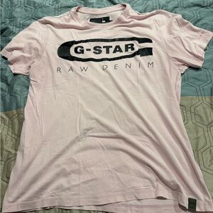 G-Star Mens Raw Denim T-Shirt Originals Logo Pink Sz XL